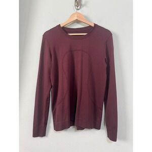 Lululemon Swiftly Tech Long Sleeve Shirt Maroon Burgundy Size 8 Gym Hiking